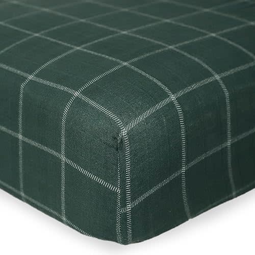 Little Unicorn Cotton Muslin Crib Sheet - Evergreen Plaid