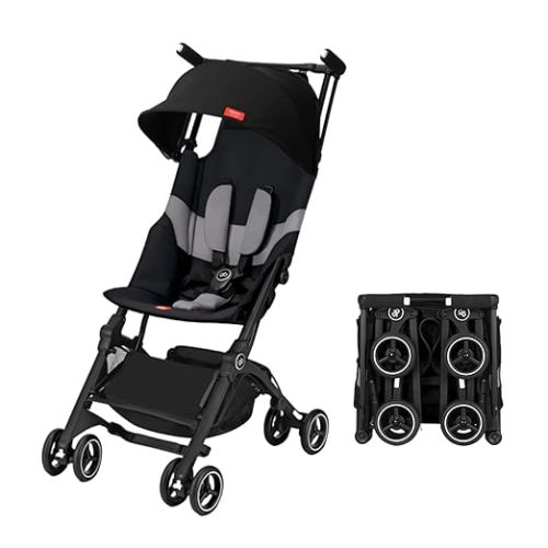 gb Pockit+ All-Terrain, Ultra Compact Lightweight Travel Stroller with Canopy and Reclining Seat in Velvet Black - Pockit+ All Terrain