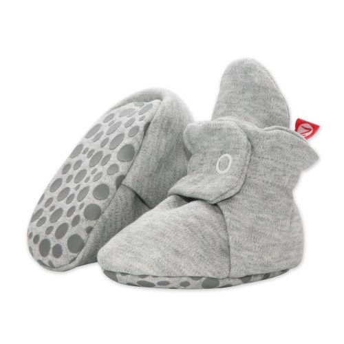 Zutano Cotton Gripper Stay-On Baby Bootie Slipper - Heather Gray