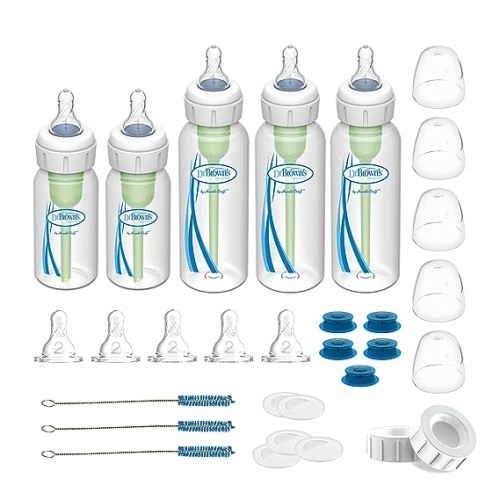 Dr. Brown's Specialty Feeding System Starter Kit, Narrow Baby Bottles, Infant-Paced Feeding Valve, Oral Feeding Solution for Infants with Cleft Lip, Tongue Tie, Lip Tie, 0m+