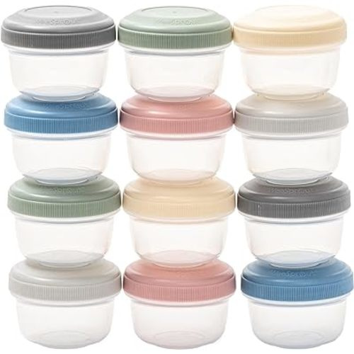 WeeSprout Leakproof Baby Food Storage - 12 Container Set, Small Plastic Containers with Lids, Lock in Freshness, Nutrients, & Flavor, Freezer & Dishwasher Friendly, 4oz Snack Container (Variety Matte)