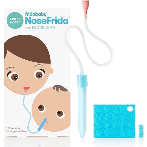 Frida Baby Nasal Aspirator NoseFrida the Snotsucker with 24 Extra Hygiene Filters - NoseFrida Filter Bundle