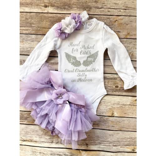 Hand picked for Earth by my loved one in heaven , Personalized baby clothes