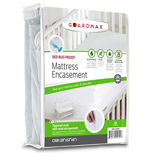 Guardmax Crib Mattress Encasement with Zipper, Waterproof, Bed Bug Proof, and Dust Mite Proof Mattress Protector for Crib Size Bed up to 6" Deep, Zippered All Around Jersey Knitted Mattress Cover