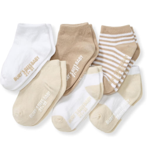 Burt's Bees Baby Unisex Baby Socks Ankle or Crew Height Made with Soft Organic Cotton, 6 Packs with Non-Slip Grips for Babies