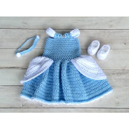 Crochet Cinderella Baby Costume/Newborn Photography Prop/Infant Halloween Costume/Baby Shower Gift/Cinderella Cake Smash/Disney Princess