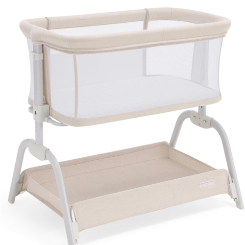 HARPPA Cuddly Lite | 2-in-1 Baby Bassinet & Bedside Sleeper for Newborns with Anti-Reflux Mattress | Adjustable Height, Attaches to Bed, CPSC Certified, Tool-Free Setup & Portable Wheels | Safe Co-Sleeping, Compact Design for Small Spaces, Ideal for Newbo