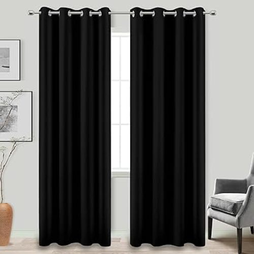 KOUFALL Blackout Curtains 84 Inches Long for Bedroom,100% Blackout Blinds Sun Light Blocking Dark Black Out Shades for Indoor Windows Living Room 2 Panels Set