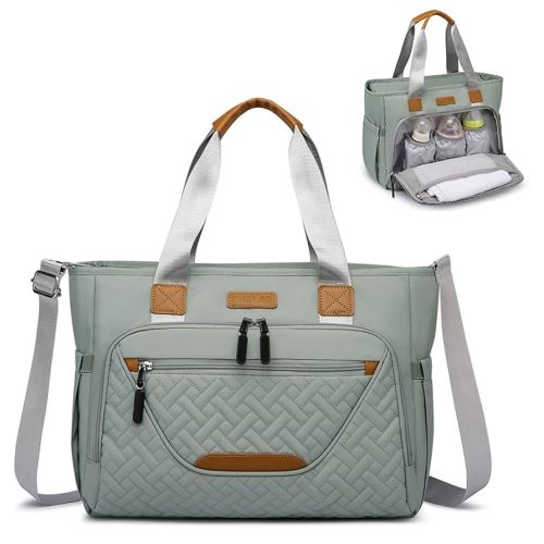 Amazon.com: FHELAD Diaper Bag Tote, Large Tote Diaper Bag with 16" Laptop Compartment, Baby Bag with Insulated Pocket for Mam and Dad, Ideal for Travel, Work (Morandi Grey) : Baby