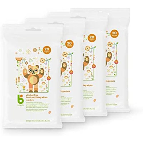 Babyganics Alcohol-Free Hand Sanitizing Wipes, Mandarin, Kills 99.9% of Common Bacteria, Moisturizing, 80 ct (20 count, 4 pack), Packaging May Vary