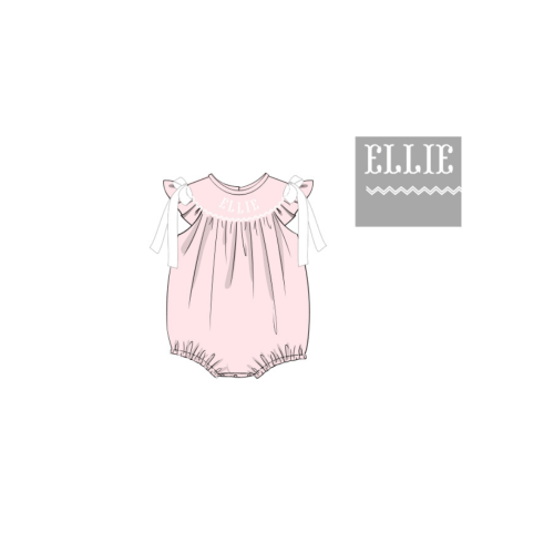 Pre-Order Smocked Custom Name Pink Pique Bubble