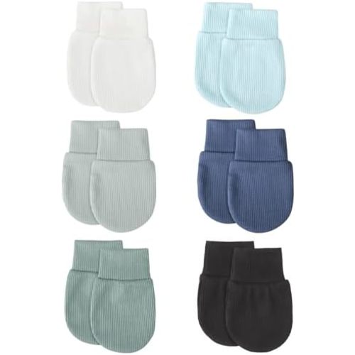 BQUBO 6 Pairs Newborn Baby Boys Girls Mittens 0-6 Months Unisex-Baby Infant Mittens Elastic No Scratch Wrist Gloves