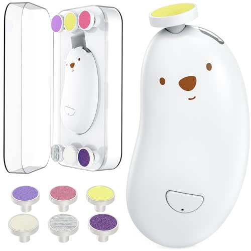 Baby Nail Trimmer Electric, Goard Rechargeable Baby Nail Clippers with 6 Grinding Heads and LED Light, Safe Baby Nail File Set for Newborn Toddler Toes & Fingernails Polish, Trim Care, Ergonomic Grip