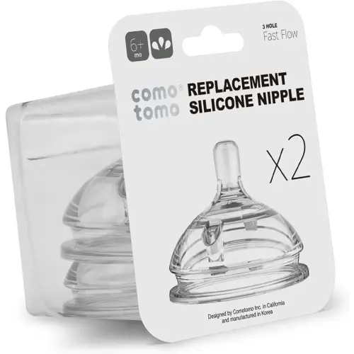 Comotomo Silicone Replacement Nipple, Fast Flow, 6+ Months, 2 Count