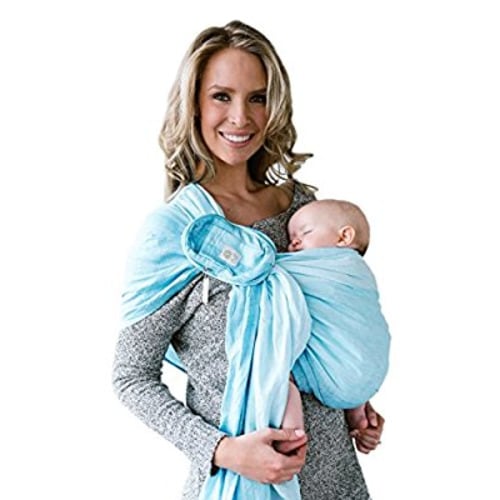 LILLEbaby Ring Sling w/ Removable Pocket - Atlantis (Turquoise Stripes w/ Silver) - Atlantis Turquoise Stripes w/Silver