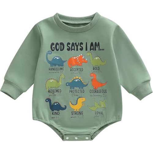 NZNDSHD ​Baby Boy Clothes Fall Sweatshirt Long Sleeve Dinosaur Bubble Romper Tops One Piece Bodysuit Outfit