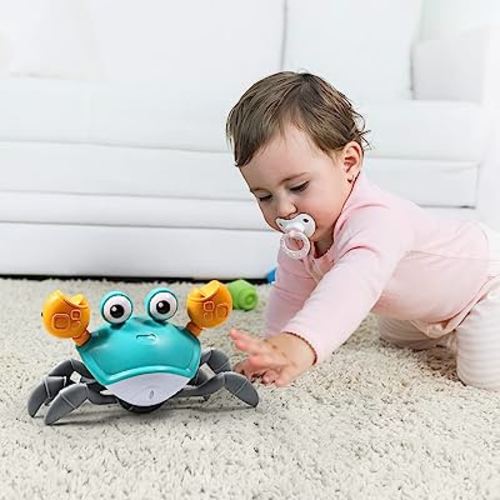 Amazon.com: Aprilwolf Escape Crawling Crab, Tummy Time Baby Toys, Sensing Interactive Walking Dancing Toy with Music Sounds & Lights, Infant Fun Birthday Gift Toddler Boy Girl Pet Dog(Rechargable) : Toys & Games