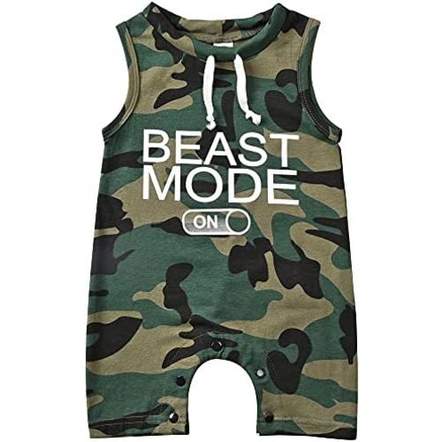 Aalizzwell Baby Boy Romper Newborn Infant Sleeveless Short Romper One Piece Active Summer Clothes
