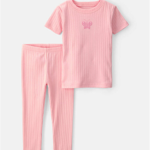 Baby Girl Butterfly Rib Snug Fit 2-Piece Pajama Set - Pink | Carter's