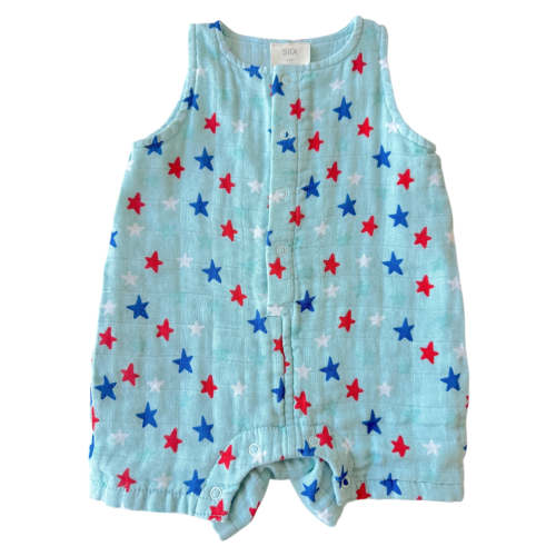 Splendid Stars Blue / Muslin Shortie Romper