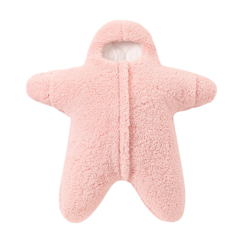 Baby Soft Warm Swaddling Quilt Newborn Infant Starfish Shaped Wearable Swaddling Receiving Plush Blanket Plush Sleeping Bag Pink 0-6 Months