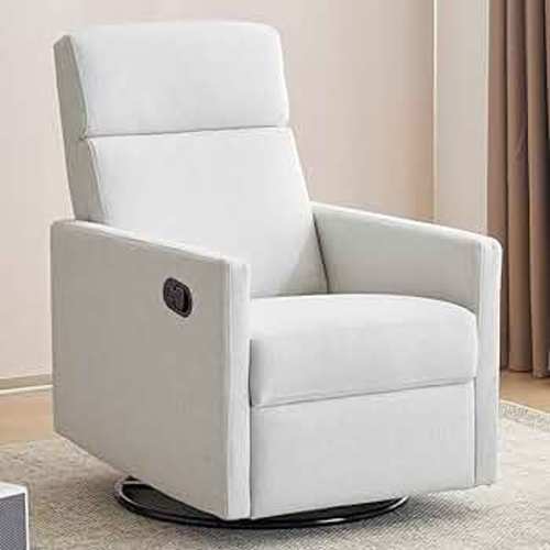 Swivel Rocking Recliner Chair for Adults, Rocker Nursery Glider Chair for Living Room, Upholstered Fabric Reclining Single Sofa Chair(Beige)