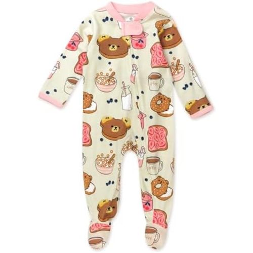 HonestBaby Baby Girls' Sleep and Play Footed Pajamas One-Piece Sleeper Jumpsuit Zip-front Pjs Organic Cotton