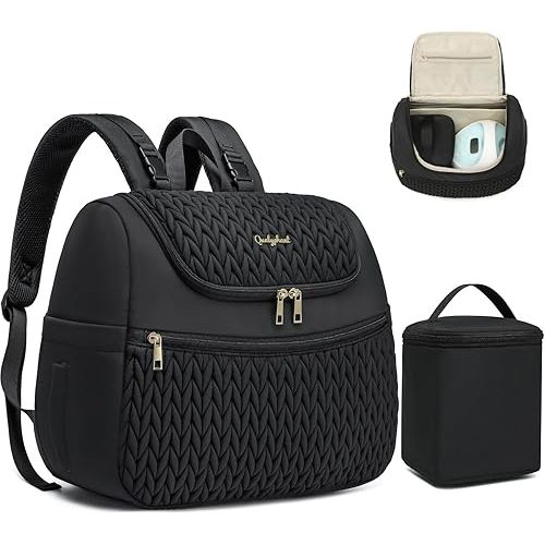 Breast Pump Bag for Spectra S1/S2 & Medela – Insulated Cooler Bag, 13" Laptop Sleeve, Diaper Bags Backpack – Lightweight, Water-resistant & Stylish for Work, Travel, Black