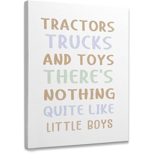 Tractors Trucks And Toys There’s Nothing Quite Like Little Boys Framed Canvas Wall Art Decor 11×14 inch, Baby Boy Nursery Print Painting Artwork Home Wall Decoration For Boys Kids Room Bedroom