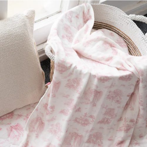 Spring Toile Pink Bamboo Baby Blanket | The Gilded Bird US