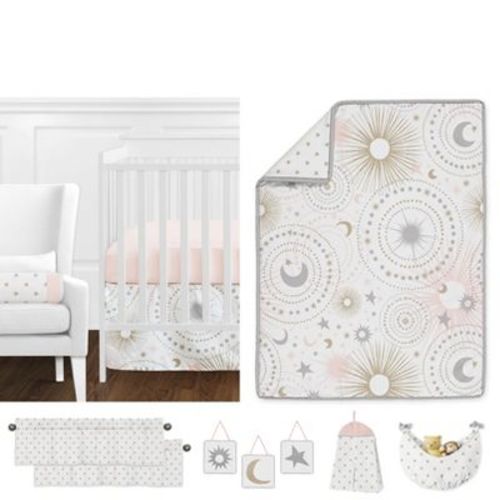Sweet Jojo Designs Crib Bedding Set - Celestial - 11pc Pink/Gold