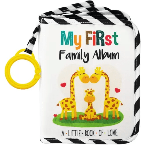 Urban Kiddy™ Baby's My First Family Album | Soft Photo Cloth Book Gift Set for Newborn Toddler & Kids (Giraffe)