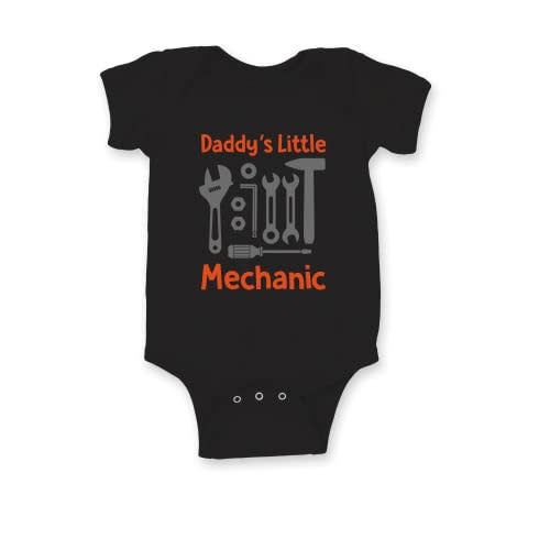 EGDKids Daddy's Little Mechanic I Unisex Short Sleeve White Baby Body Suit I Multiple Sizes from Newborn to 24 Months