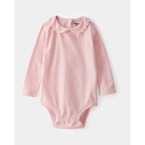 Baby Scalloped Collar Long-Sleeve Bodysuit - Pink - OshKosh | Carter's