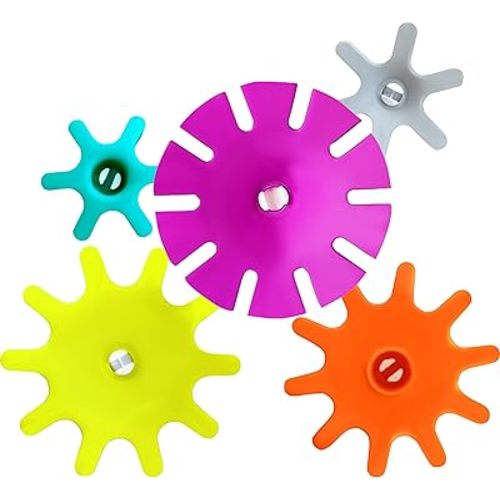 Suction Bath Toys for Toddler - Spinning Gear Bath Toys for Kids Ages 4-8 | Newborn Bath Toys Bathtub, Shower, and Pool | Hours of Fun & Creativity - 5 Pieces- Multicolored