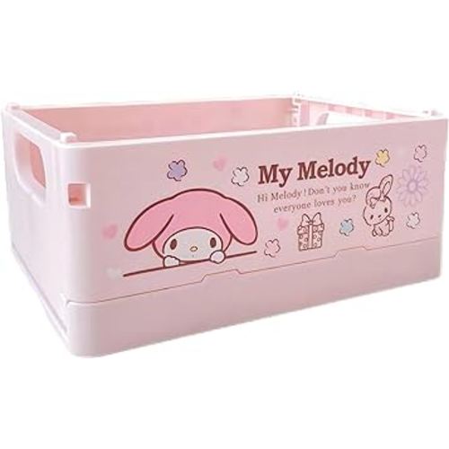 GOUYORQU My Melody Cute Storage Box,Kawaii Desk Organizer for Girls,Cute Foldable Baskets Desk Box,Office Desk Bathroom Vanity Room Decor,Gift for Girls Women Kid Teen