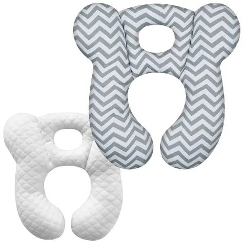 Baby Travel Pillow, Upgrade U-Shape Infant Pillow for Car Seat Pushchair and Stroller, Soft Comfortable Sleep Cushion for Kids Newborn and Toddler -Wave Gray