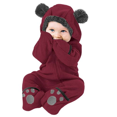 QBGSAY Little Child Winter Coats Baby Boy Girl Bear Ears Footed Hooded Romper Jumpsuit Coat Warm Winter Outwear Jackets