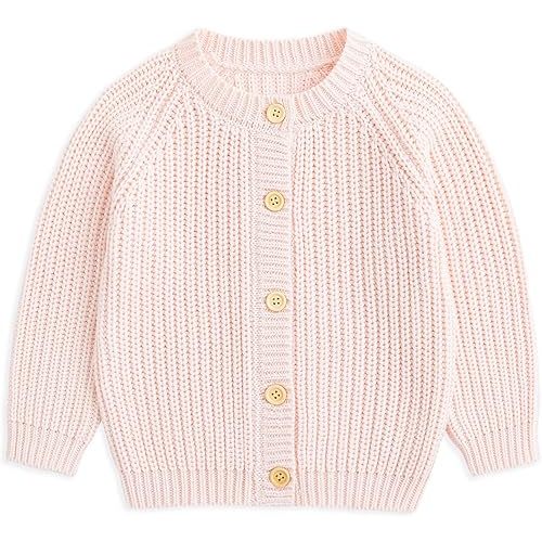 Curipeer Baby Girls Knitted Cardigan Pompoms Sweater Toddler Long Sleeve Jacket Outerwear 6M-4Y