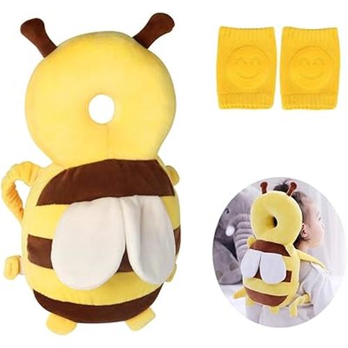 Baby Backpack Head Protection Pillow, Toddler Anti-Fall Cushion with Knee Pads, Adjustable Shockproof Infant Head Safety Pillow, Breathable Soft Cotton Baby Walking Harness for Crawling