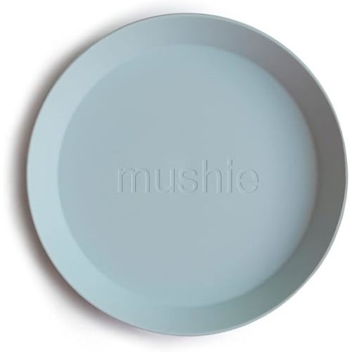 mushie Round Dinnerware Plates for Kids | Made in Denmark, Set of 2 (Powder Blue)