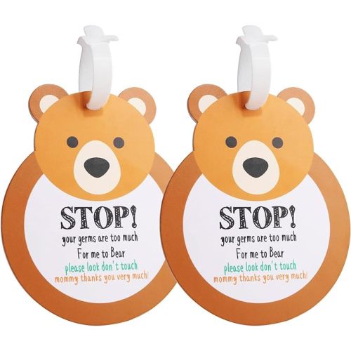 Bear Don't Touch Baby Sign Tag Stop Please Look Baby Car Seat Tag No Touching for Car Seat Cover Basket Tag Stroller Tag Carrycot Basket Tag Baby Warning Tips with Hanging Straps