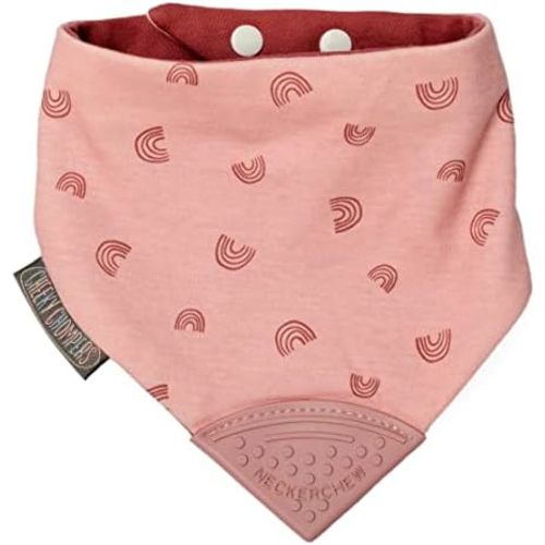 Cheeky Chompers Neckerchew Teething Bib, 2-in-1 Bandana Style Bib w/Food Grade Silicone Teether