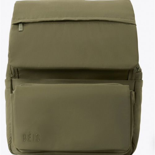 BÉIS 'The Ultimate Diaper Backpack' in Olive - Green Backpack Diaper Bag