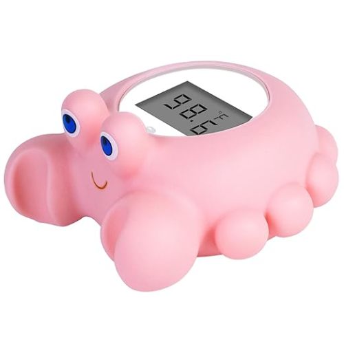 Pircaath Baby Bath Thermometer Baby Safety, Digital Baby Bath Tub Thermometer with Temperature Alarm, Baby Water Thermometer & Room Thermometer, Baby Bath Thermometer Floating Toy for Infants, Newborn - Pink