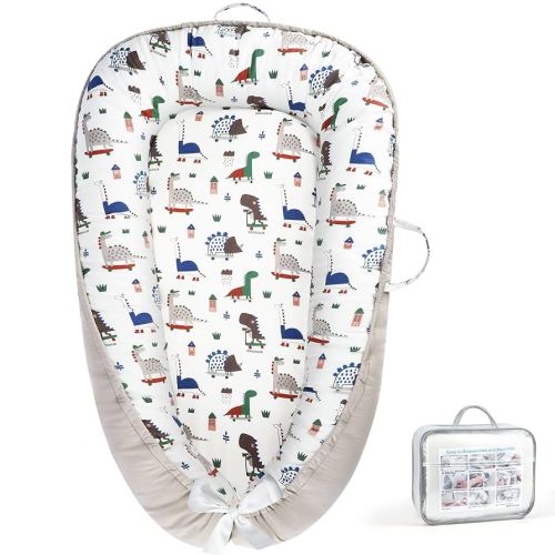 KISS GOLD Baby Lounger - Breathable Soft Cotton Cover Baby Lounger Nest, Babies Essentials Gifts, Portable Infant Lounger for Baby Tummy Time Floor Playing Seated Support for Home and Travel