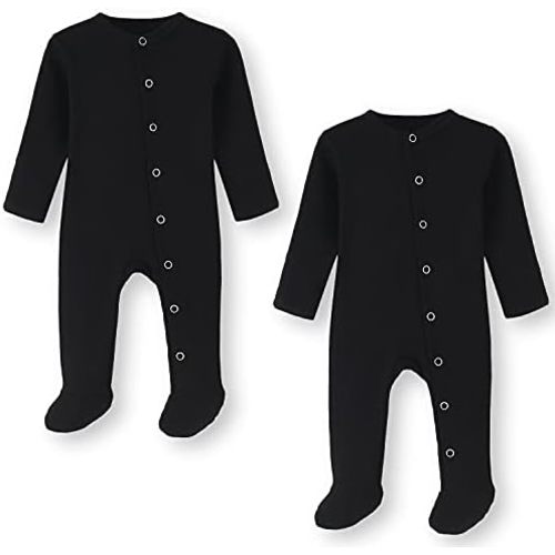 ACESTAR Newborn Baby Footed Pajamas with Mitten Cuffs - Cotton Snap-Up Baby Sleepers for Sleep and Play Footies 0-12 Months