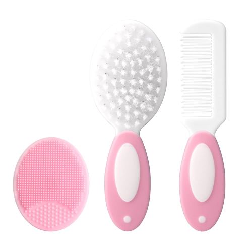 Baby Grooming Set,Baby Health Care Set Baby Brush Soft Bristles 3 Piece Baby Care Set Baby Hair Brush and Comb Set Baby Hair Brush Baby Comb Silicone Baby Cradle Cap Brush Set