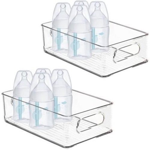 wecgfvo Baby Bottle Organizer Plastic Storage Center for Baby Bottles and Food Jars Portable Nursery Storage Plastic Baby Organizer Convenient Storage Center for Kitchen Cabinet Refrig
