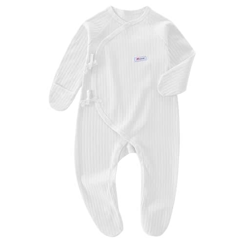 Babefond Newborn Baby Cotton Unisex Onesie, Comfortable Ribbed Long Sleeve Clothes, Baby Boy's Girl's Outfits